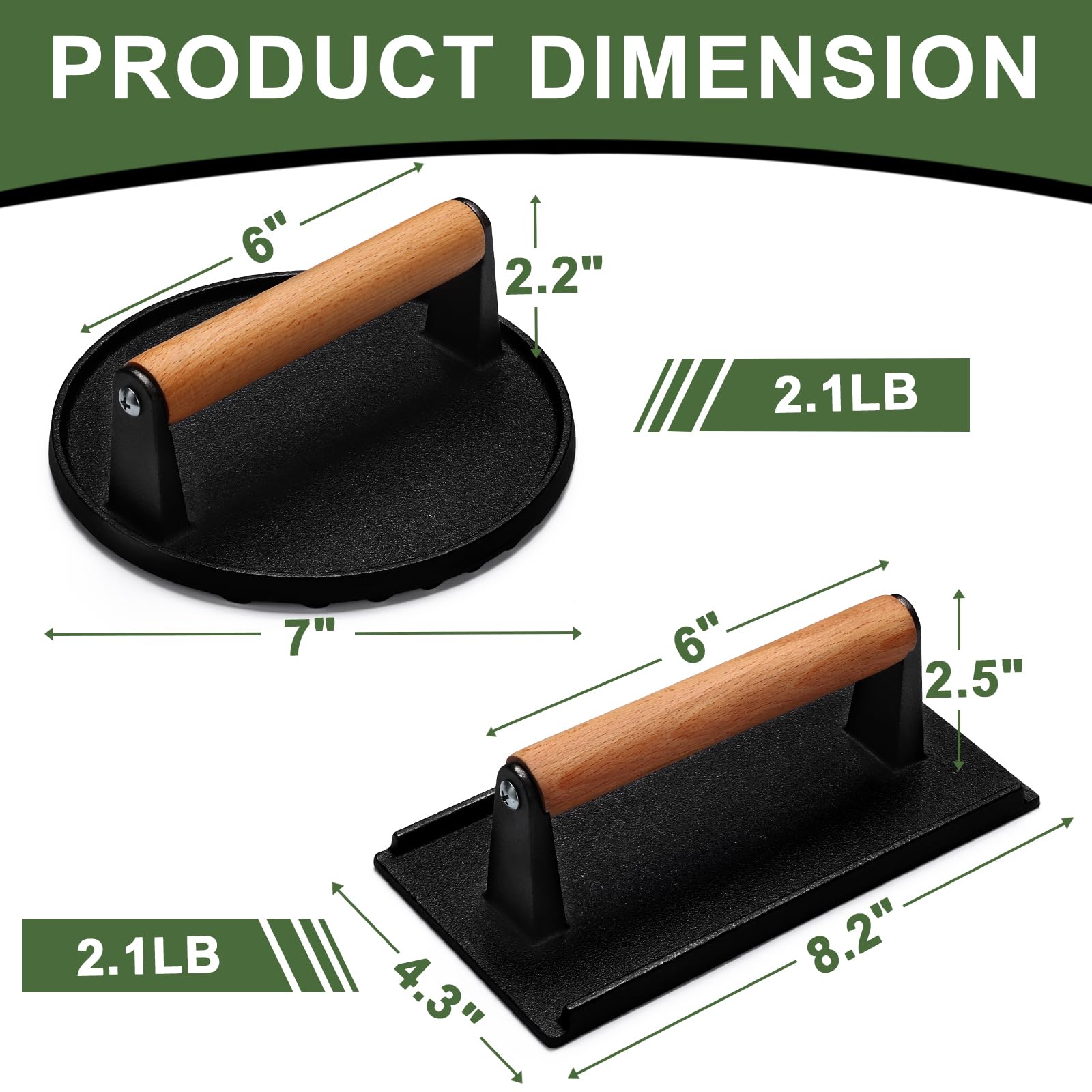 EWFEN rectangular burger press 8.2x4.3in for restaurant-style browning