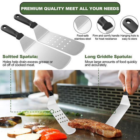 EWFEN griddle big slotted spatula with drainage for crisp results.