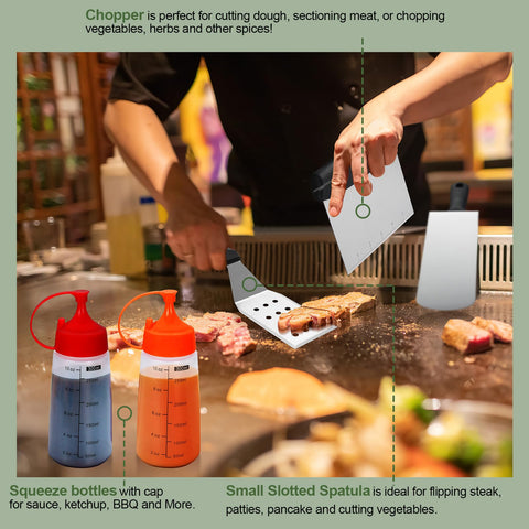 EWFEN griddle scraper removes residue from hot griddles easily.