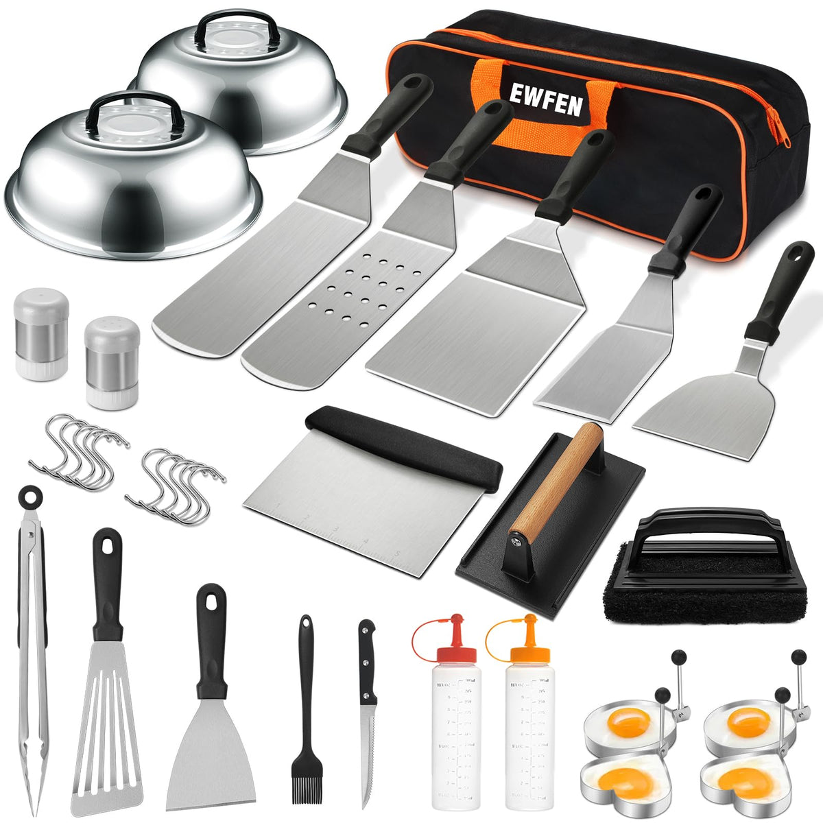 EWFEN long griddle spatula for quick flips on flat-top grills.