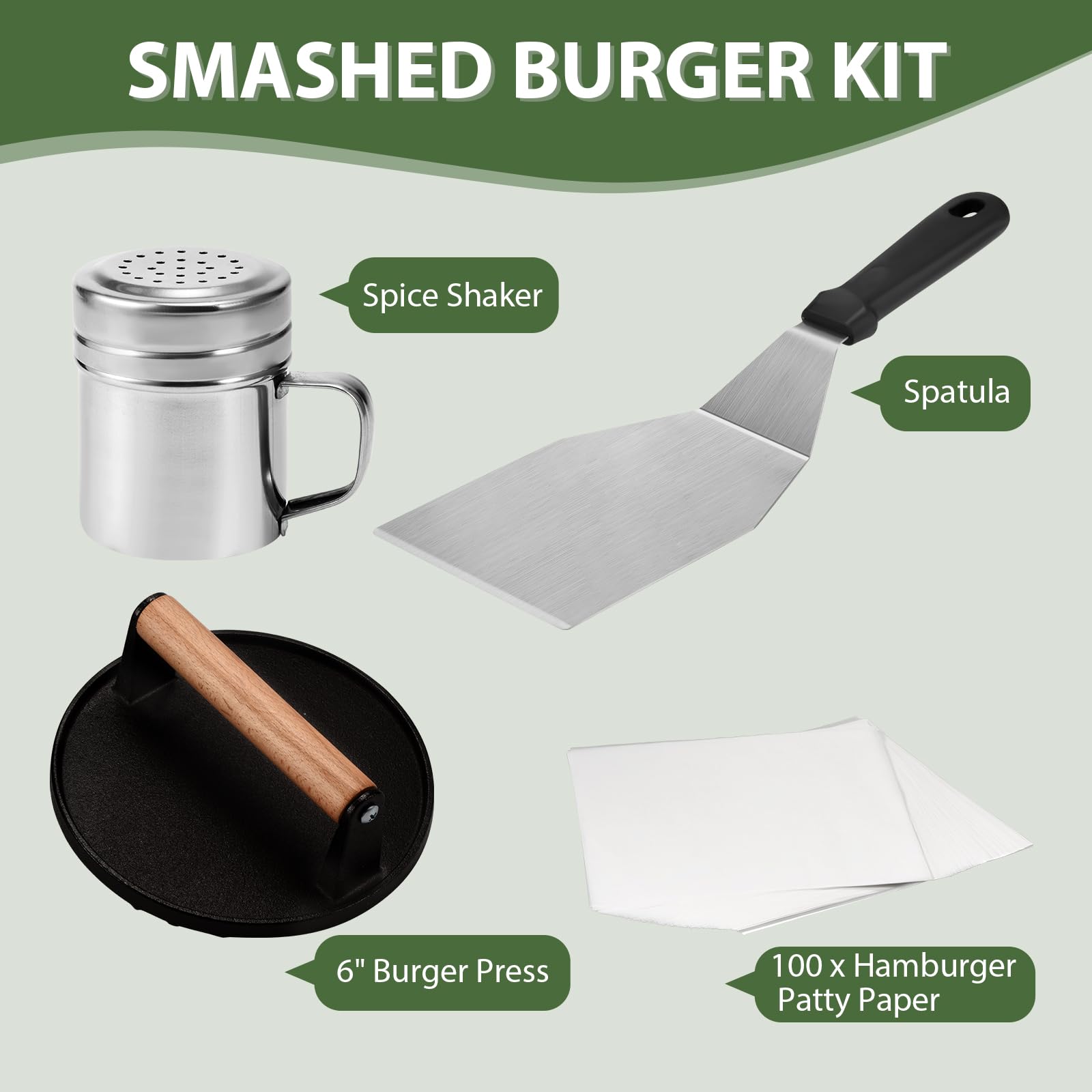 EWFEN stainless steel spatula with heat resistant handle ready to flip