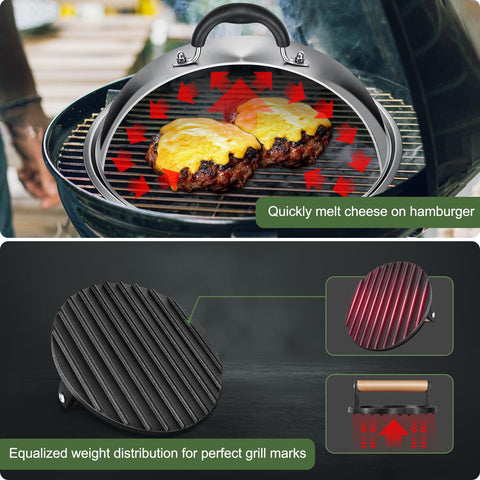 EWFEN wooden-handle bacon press reduces fat while keeping a secure grip