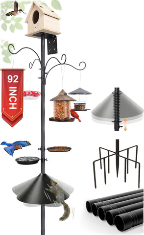 eWonLife 92-inch squirrel-proof feeder pole with 9-prong base for stable outdoor use