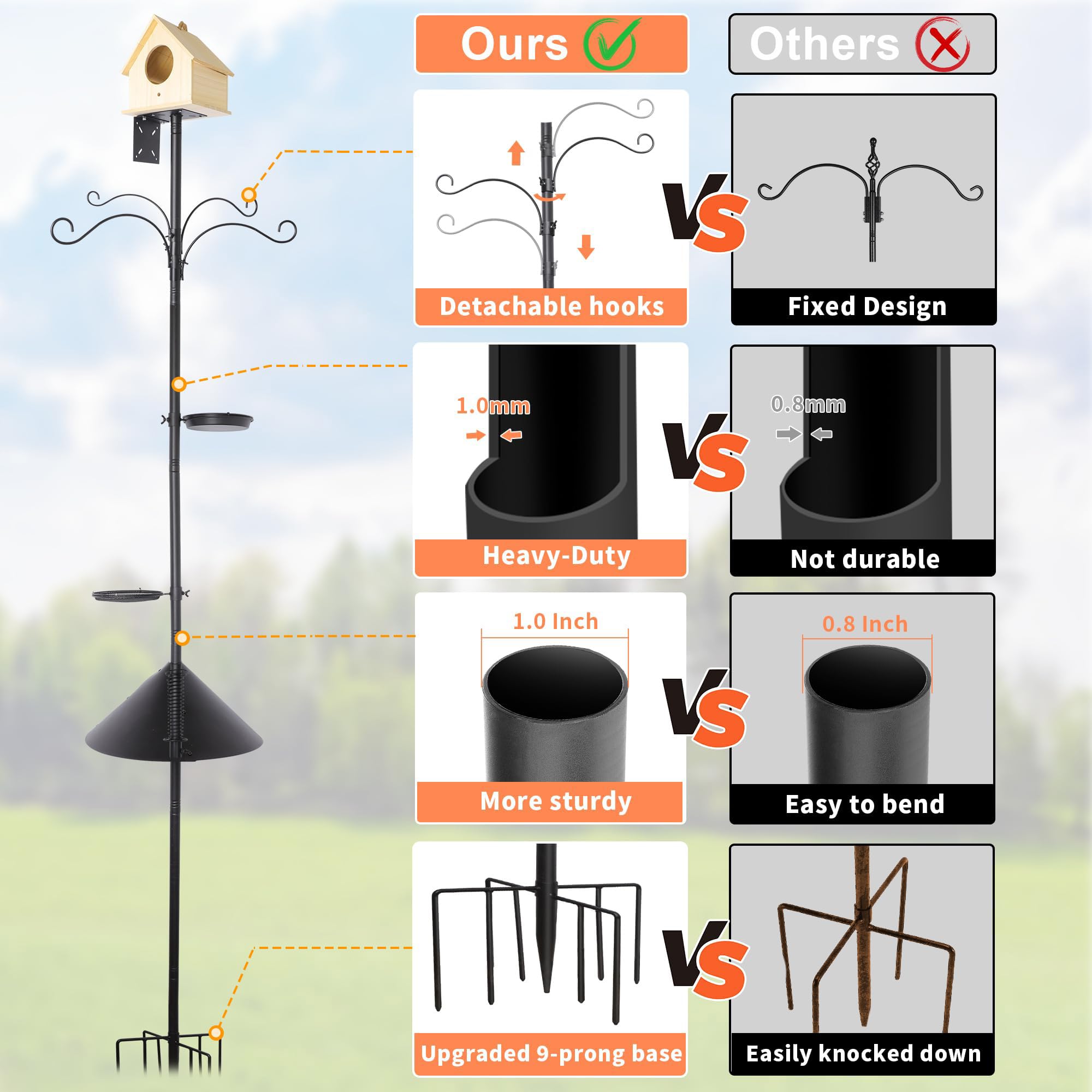 eWonLife adjustable pole spans 47 to 92 inches for flexibility