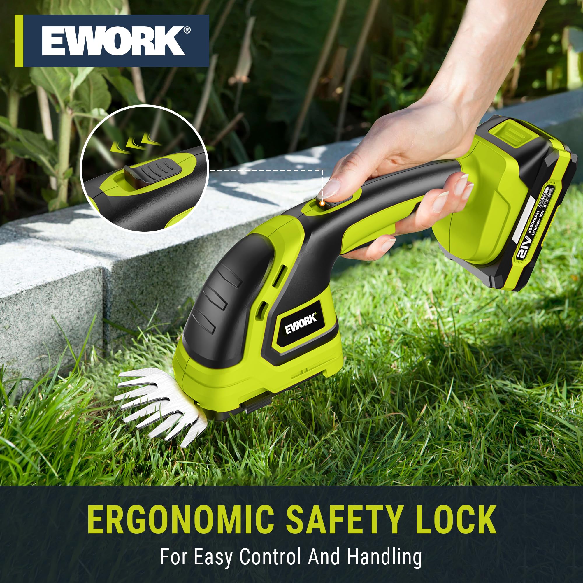 EWORK fast charger with 2x2000mAh batteries boosts efficiency.