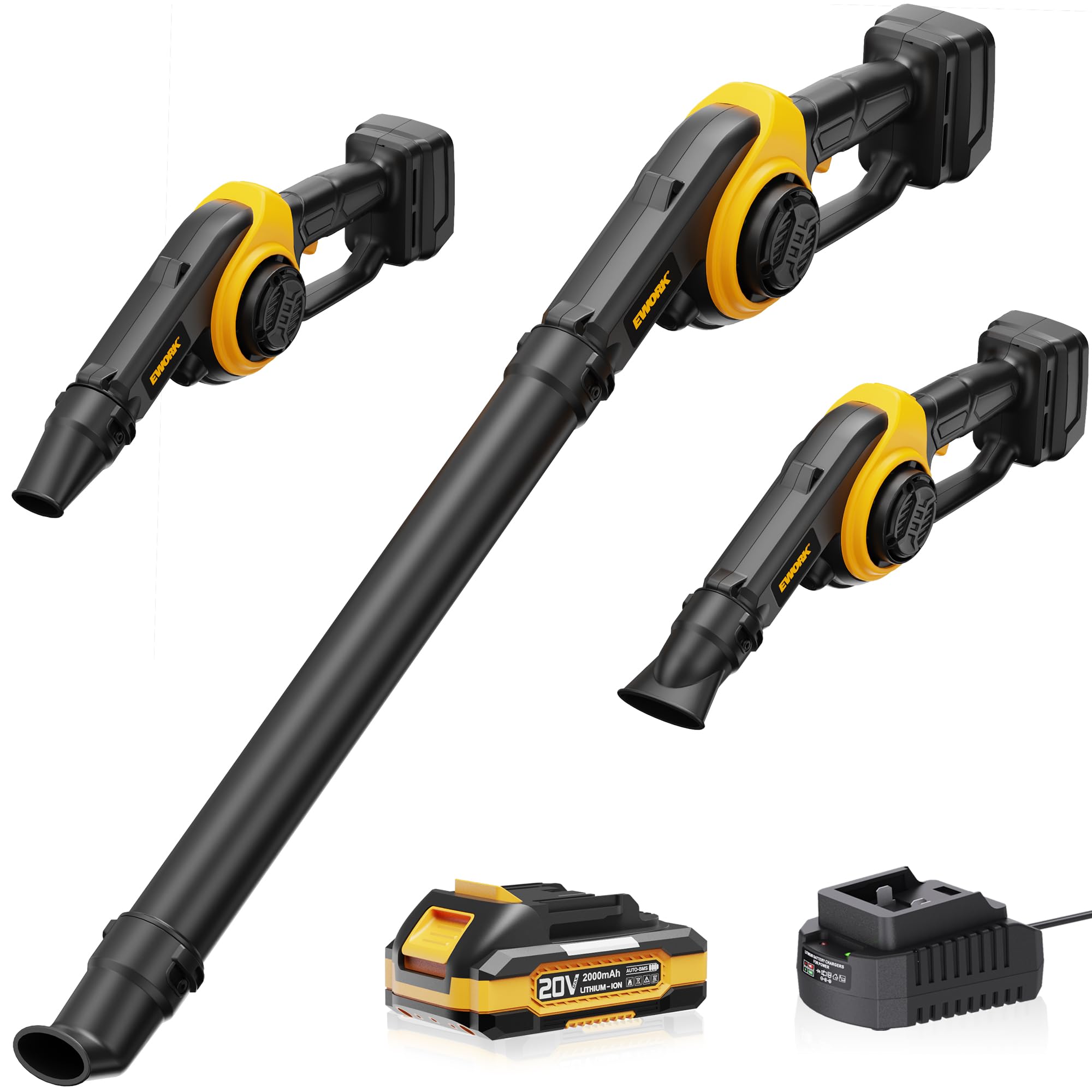 EWORK small leaf blower 130CFM front view for quick debris cleanup