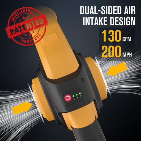 EWORK cordless blower with dual 2.0Ah batteries for longer operation