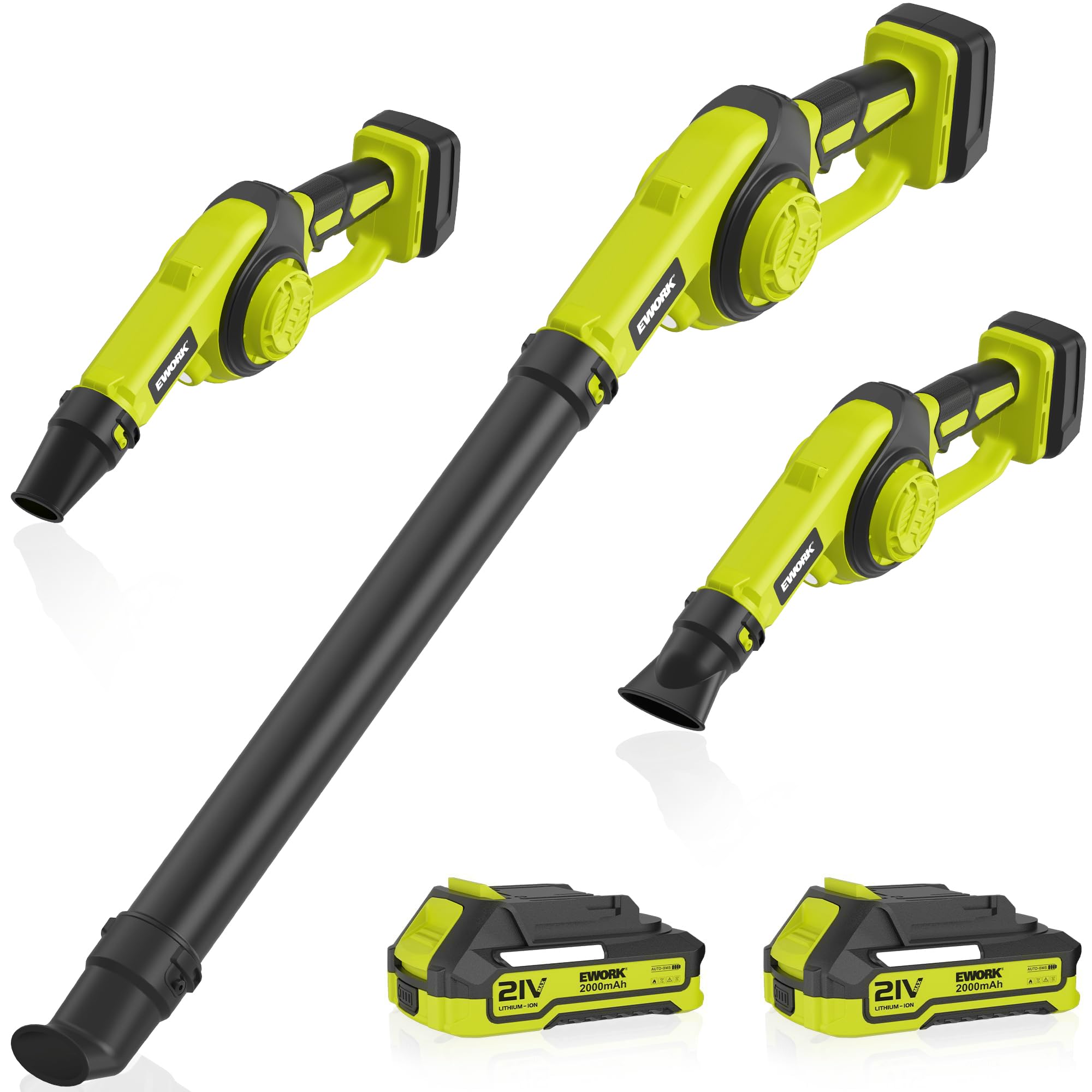 EWORK small leaf blower cordless 130cfm demonstrates powerful patio debris clearance.