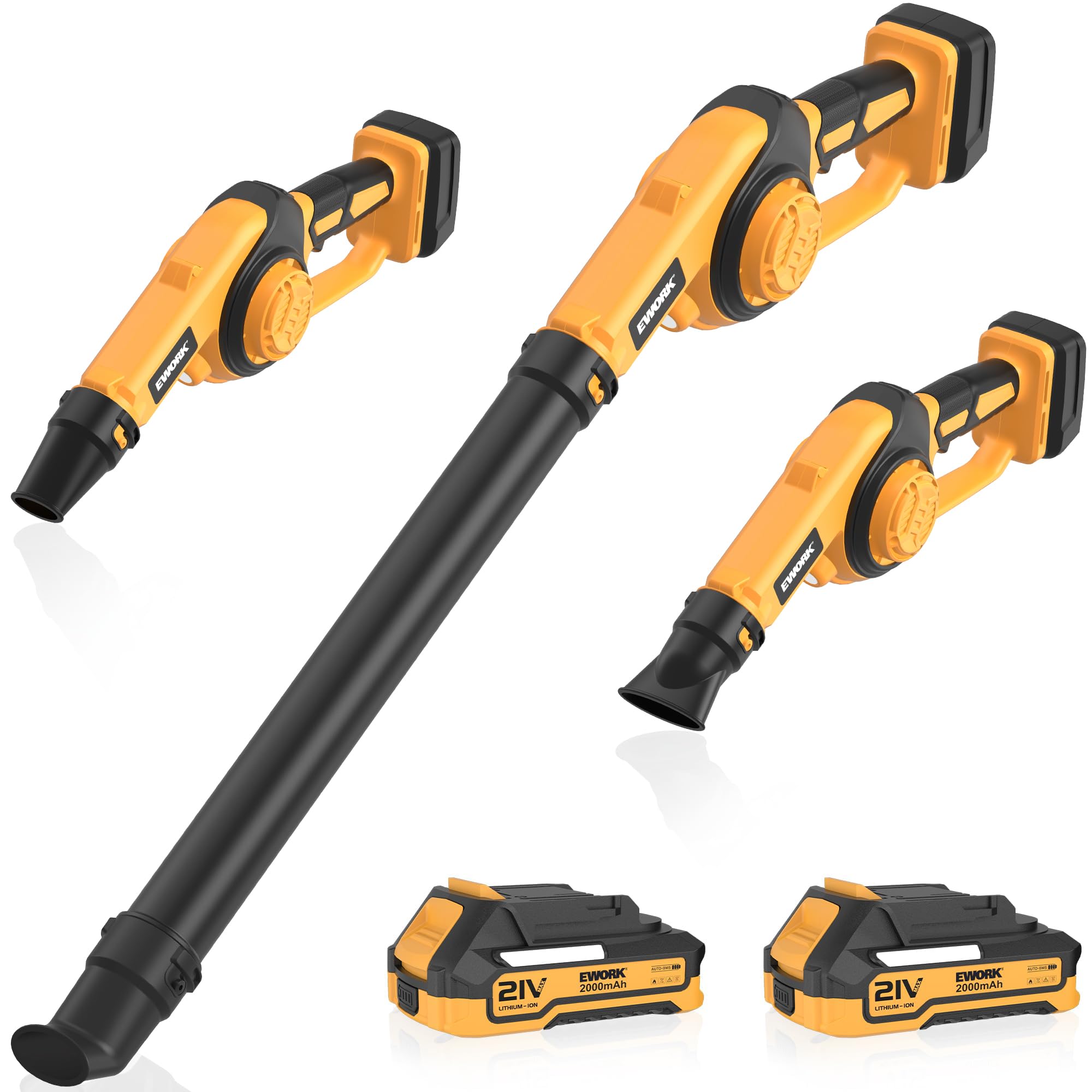 EWORK small leaf blower front view showing compact design for easy handling