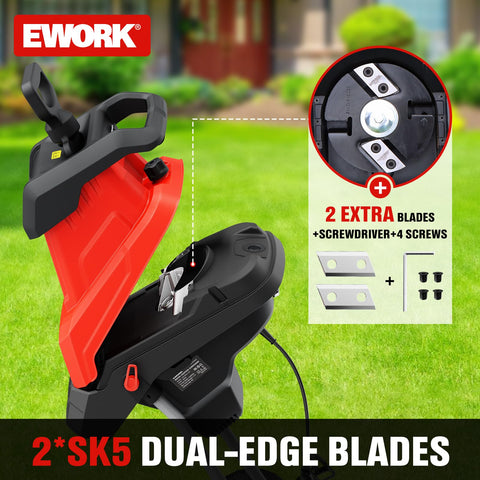 EWORK wood chipper wheels on grass highlighting mobility across lawns
