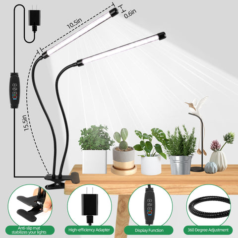EWPJDK grow light clip-side view ideal for compact desks and shelves