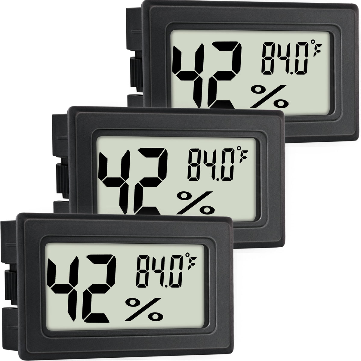 EWPJDK indoor hygrometer 3-pack for precise temperature and humidity monitoring in homes and storage