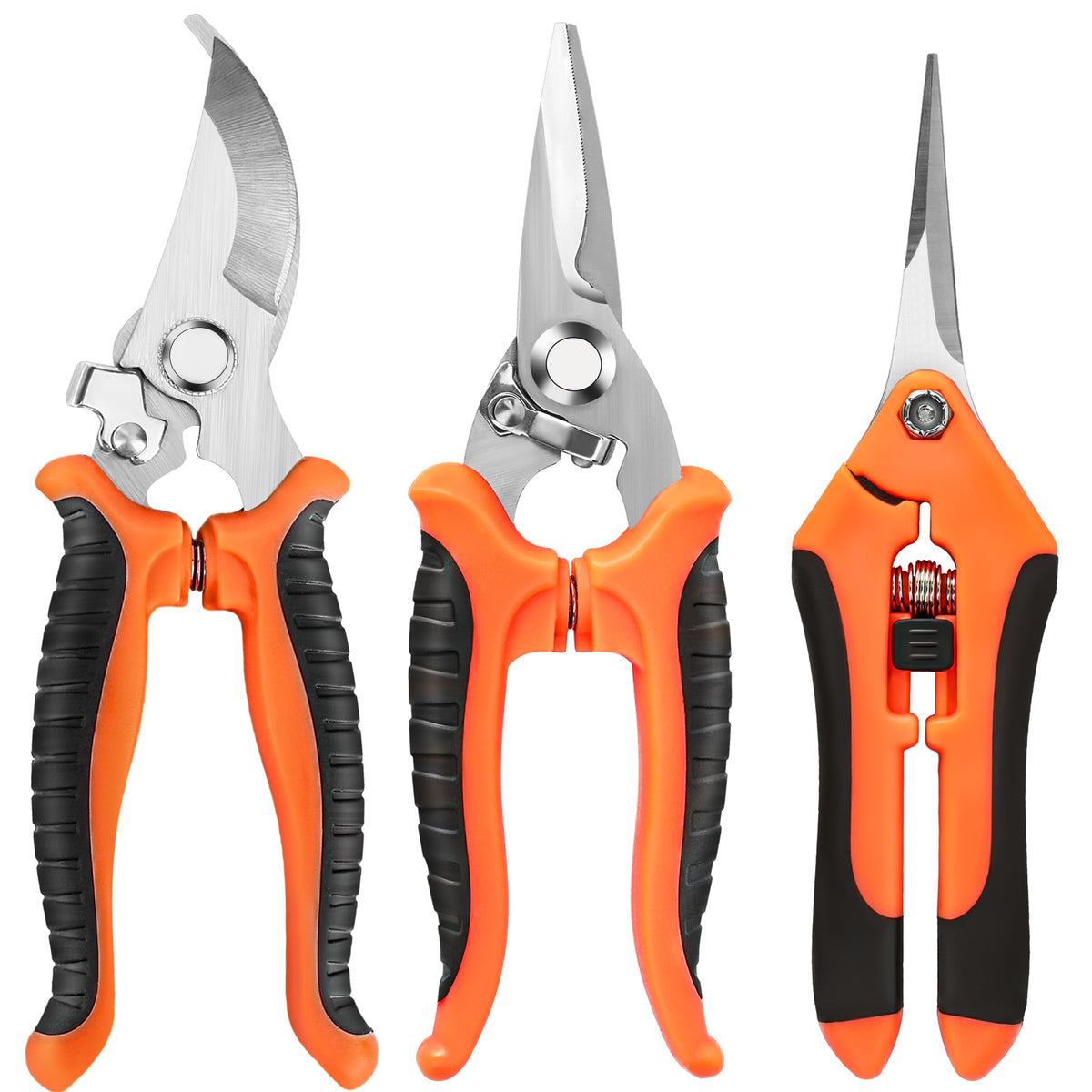 EWPJDK pruning shears with orange handle for precise flower trimming.
