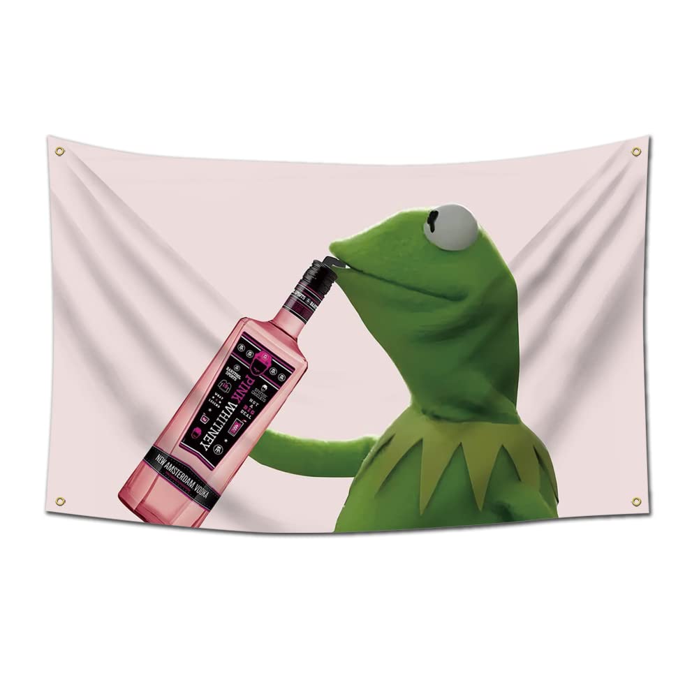 EWRITN Kermit Pink flag front view with vivid color for dorm decor.