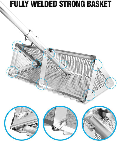 Exact Design Sand Flea Rake curved handle design reduces fatigue.