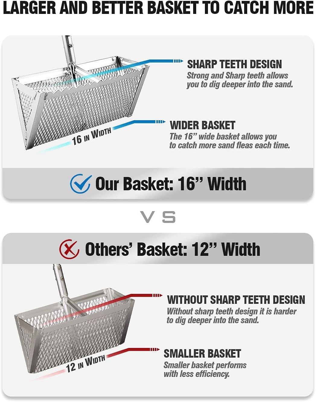 Exact Design Sand Flea Rake durable construction supports repeated use in sand.