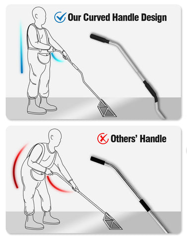 Exact Design Sand Flea Rake three-piece handle for strong assembly.