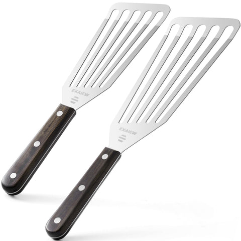 EXAIEW fish spatula set, large size, flexible blade ideal for burgers and pancakes.