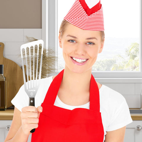 EXAIEW grill-ready spatula in action flipping burgers with ease.