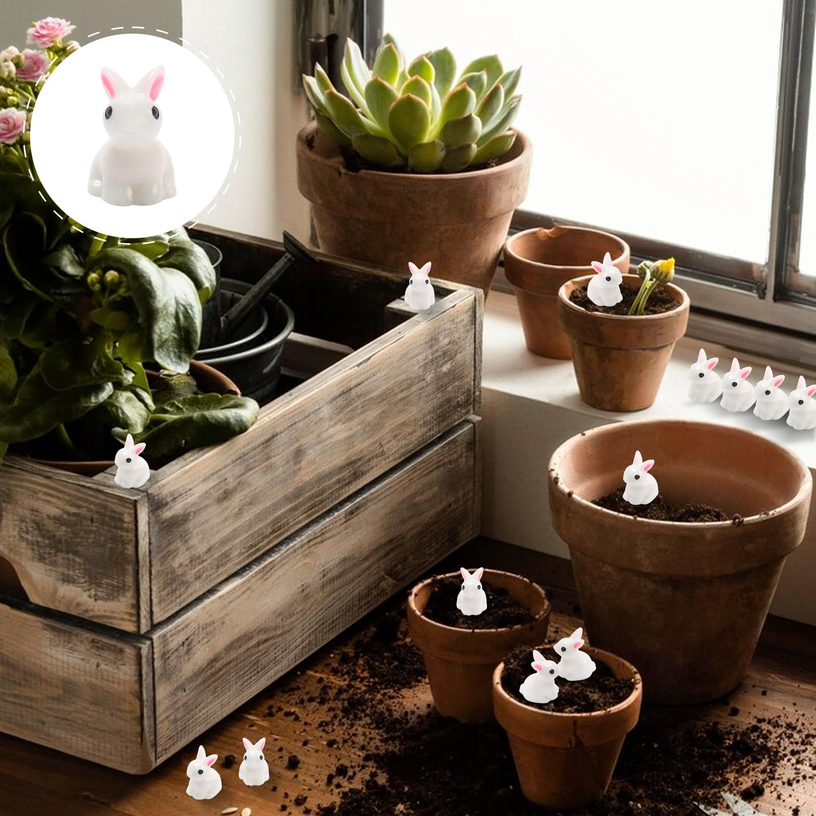 Exasinine dollhouse rabbit figurine provides resin accent