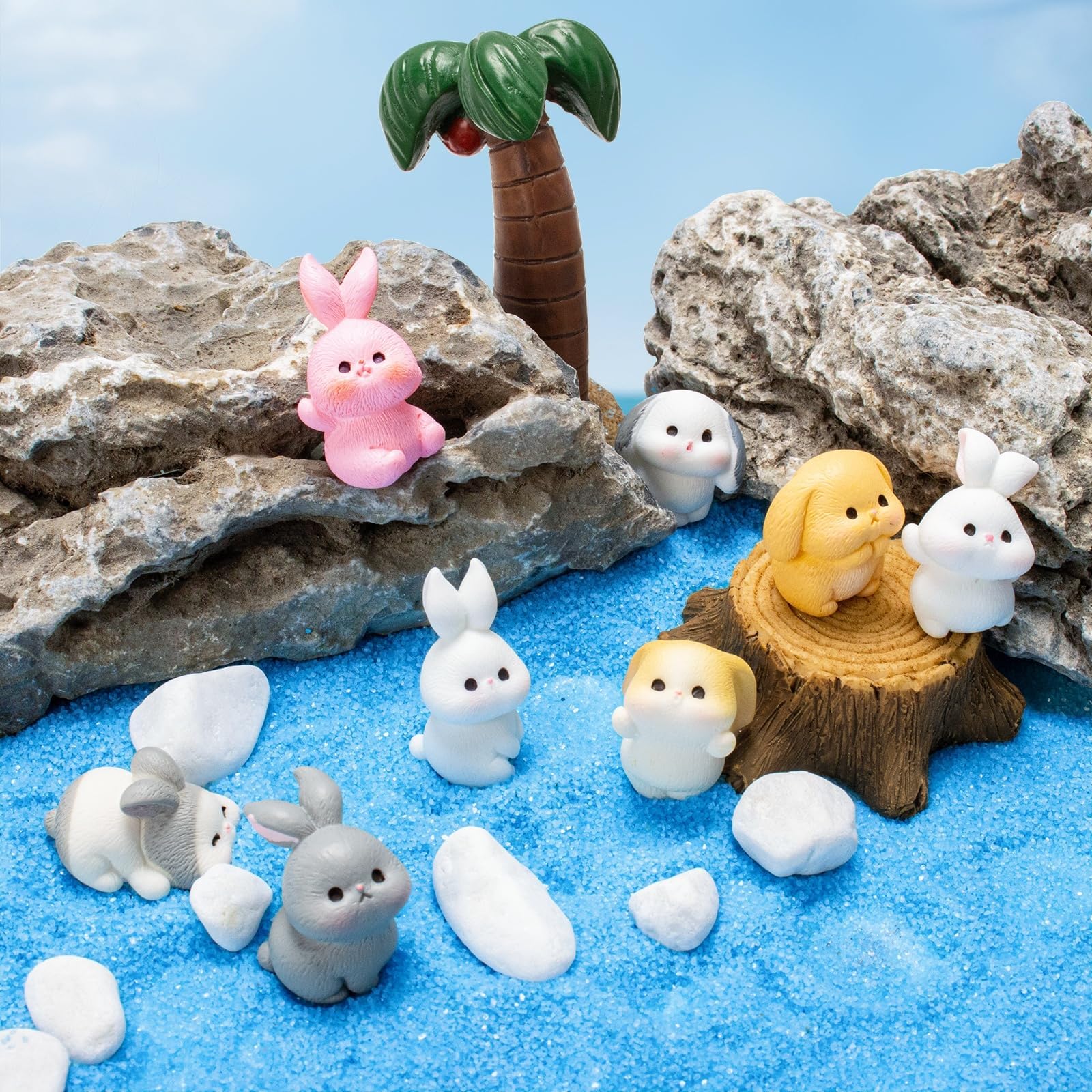 Exasinine Easter bunny decor prop adds seasonal charm to indoor scenes.