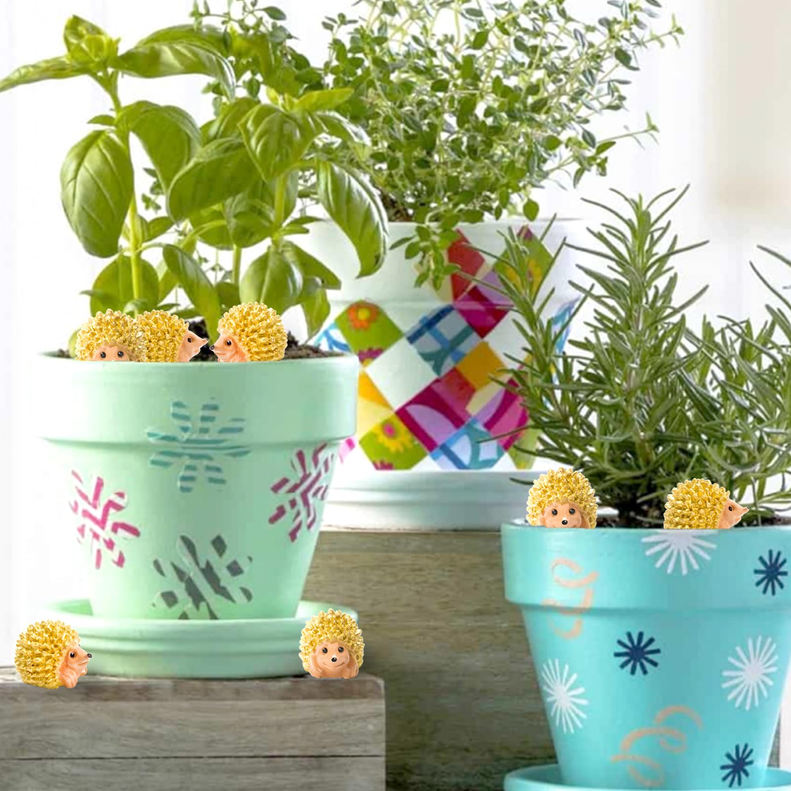 Exasinine hedgehog decor for planters and outdoor spaces