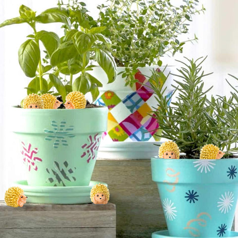 Exasinine hedgehog decor for planters and outdoor spaces