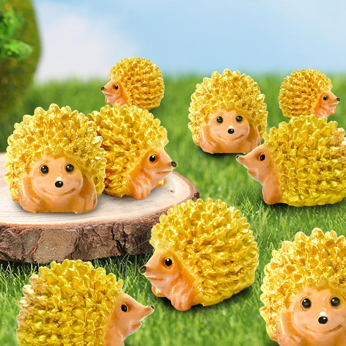 Exasinine resin hedgehog garden ornament for pots adds whimsy