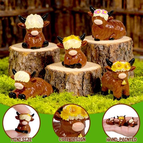 Exasinine Highland cow figurine pose 2 enhances shelf styling and gift-worthy accents