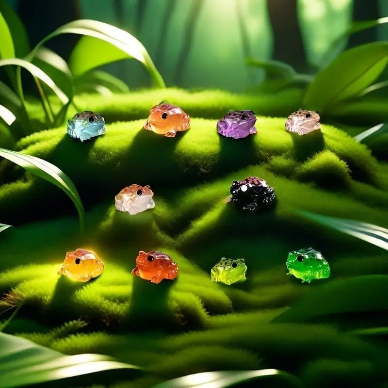 Exasinine glow-in-dark frog figurine brightens moss gardens