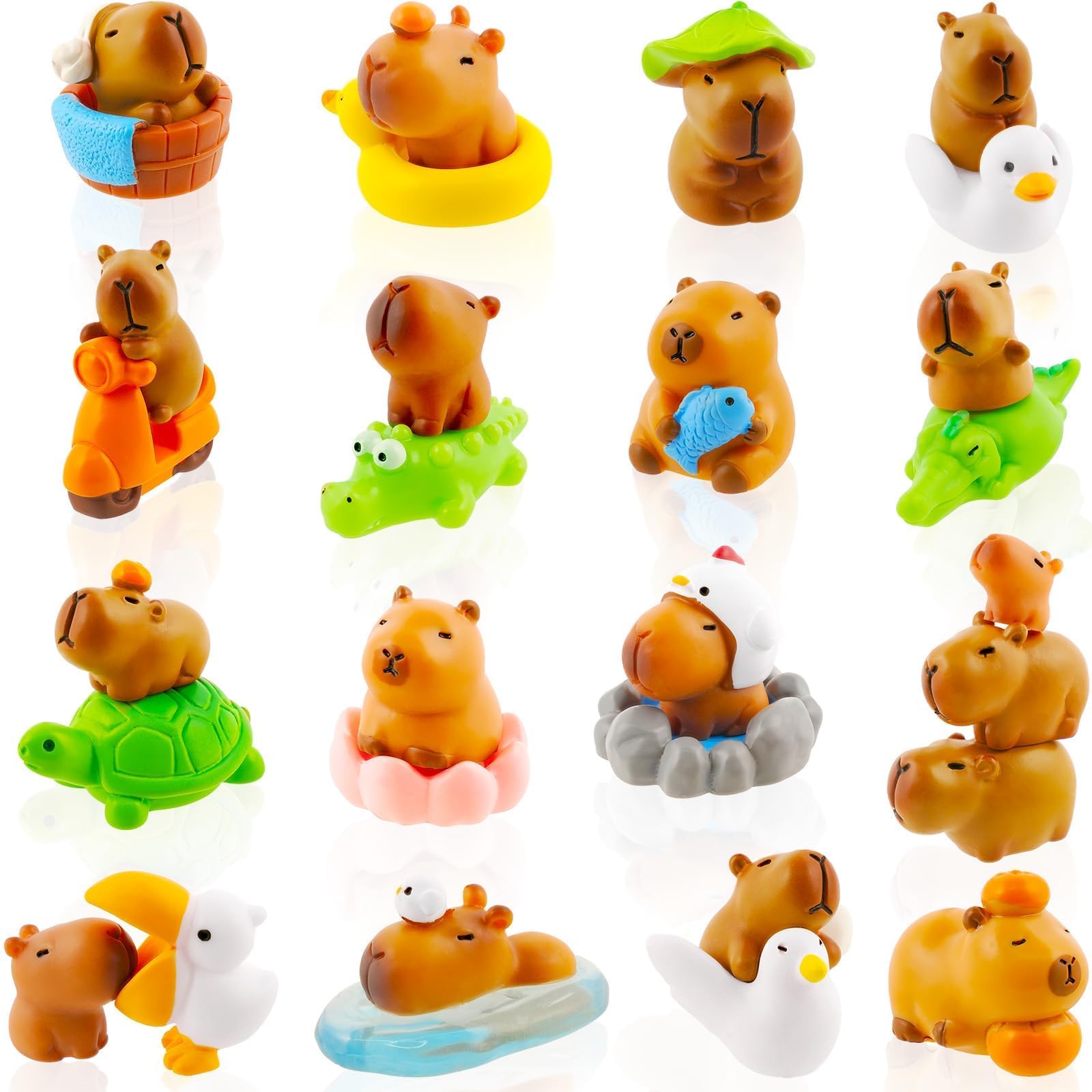 Exasinine mini capybara figures for creative cake toppers and fairy garden setups.