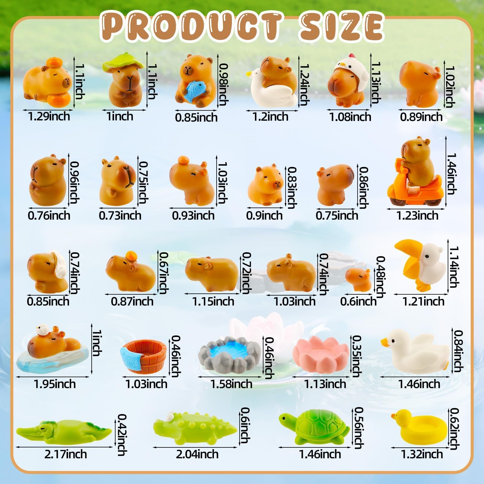 Exasinine capybara figurines collection with varied poses for imaginative scenes.