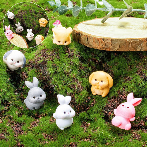 Exasinine mini succulent rabbit decor enhances container gardens with whimsy.