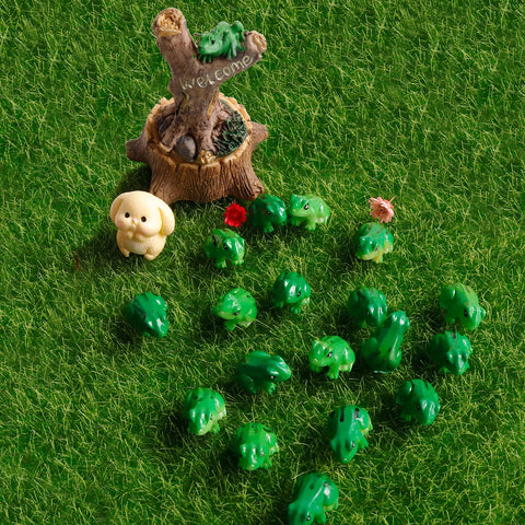 Tiny resin frog figures perfect for crafts, micro gardens, and shelf displays.