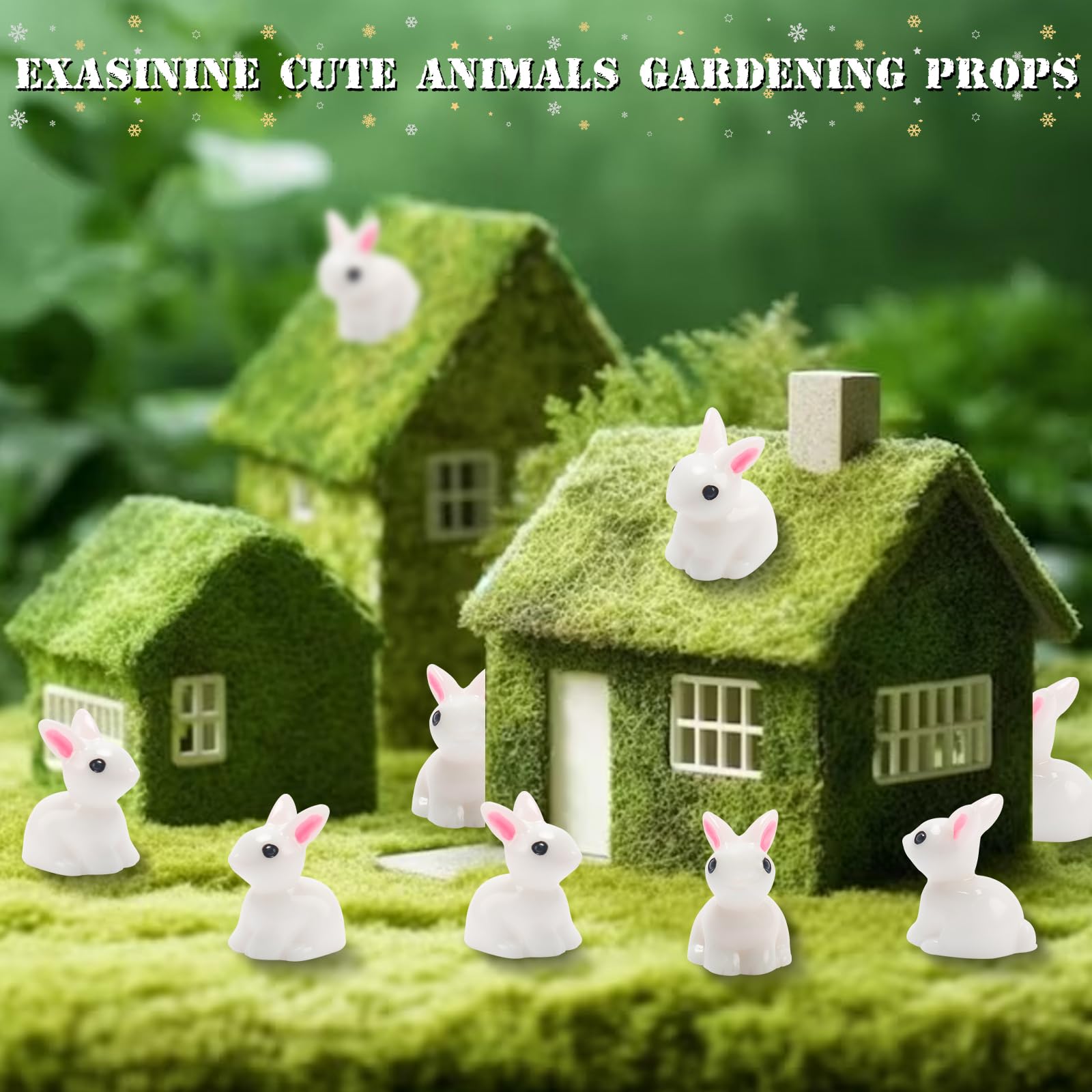 Exasinine resin rabbit garden prop enhances fairy world scenes