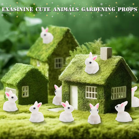 Exasinine resin rabbit garden prop enhances fairy world scenes