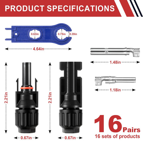 EXBKAMY MC4 connector pairs shown for secure, durable solar terminations