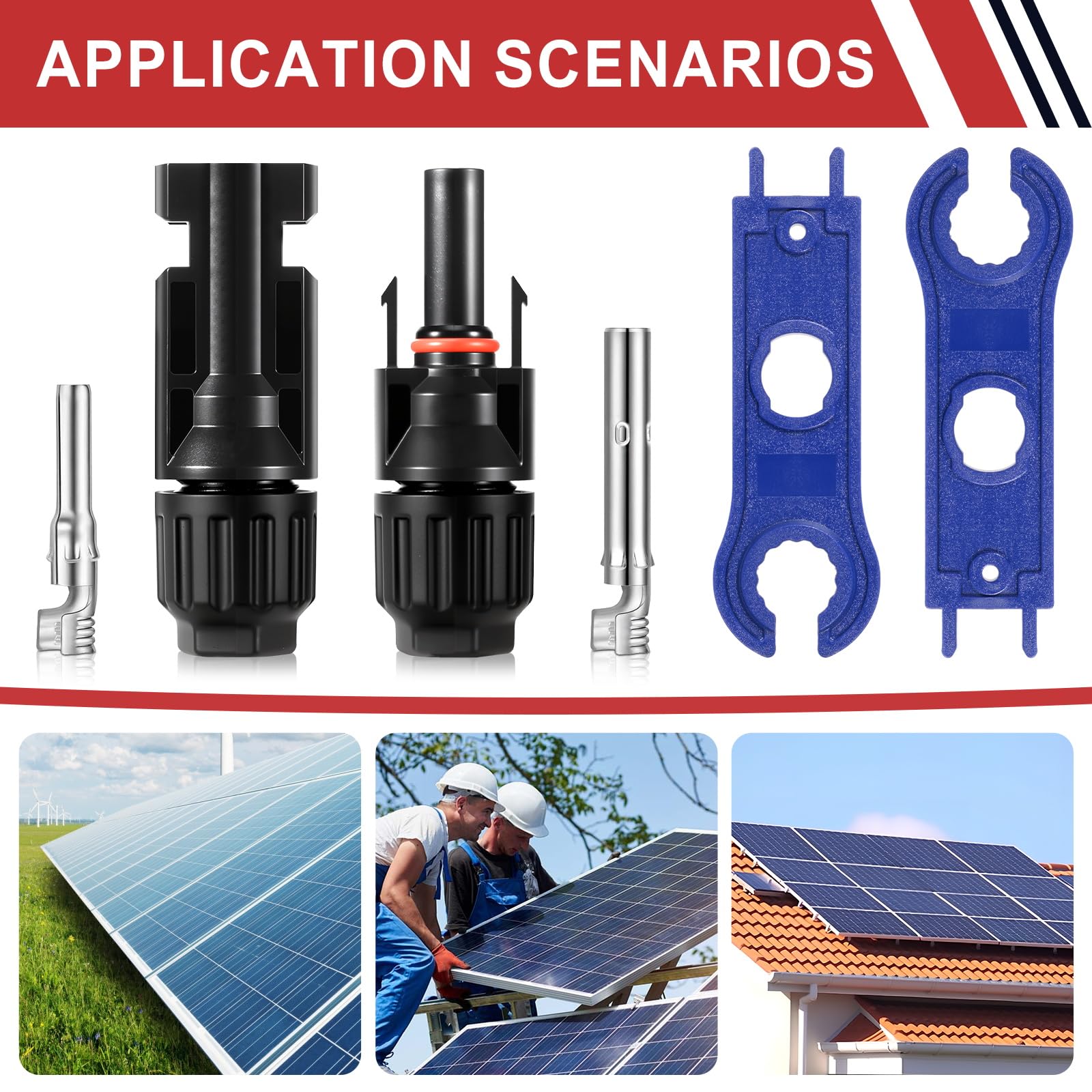 Solar project setup using EXBKAMY MC4 connectors for various applications