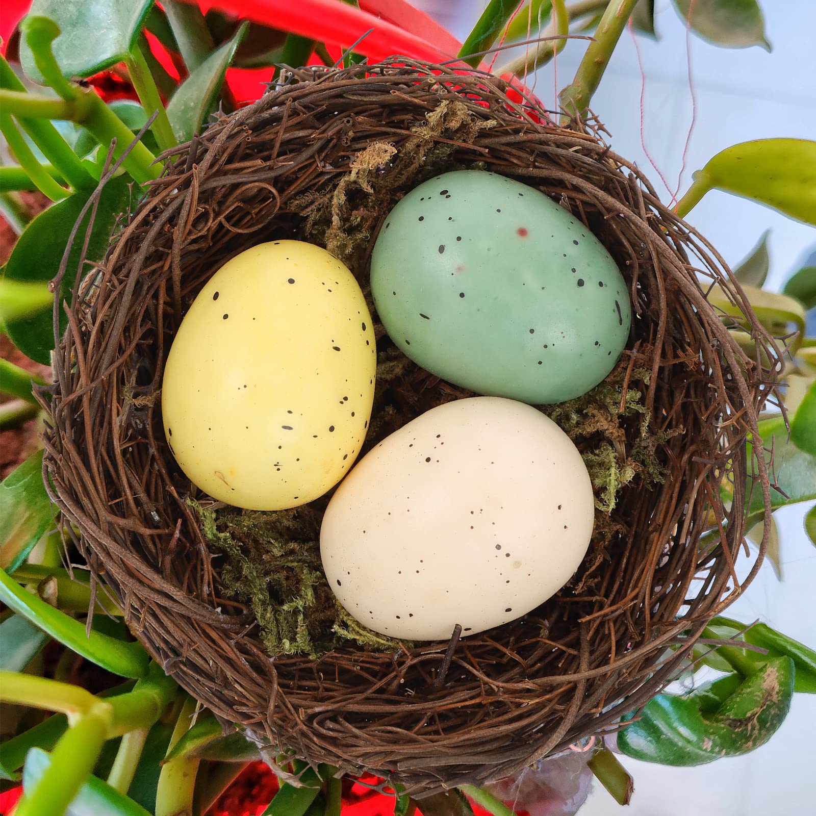 EXCEART birds nest with colorful eggs for festive Easter vibes.