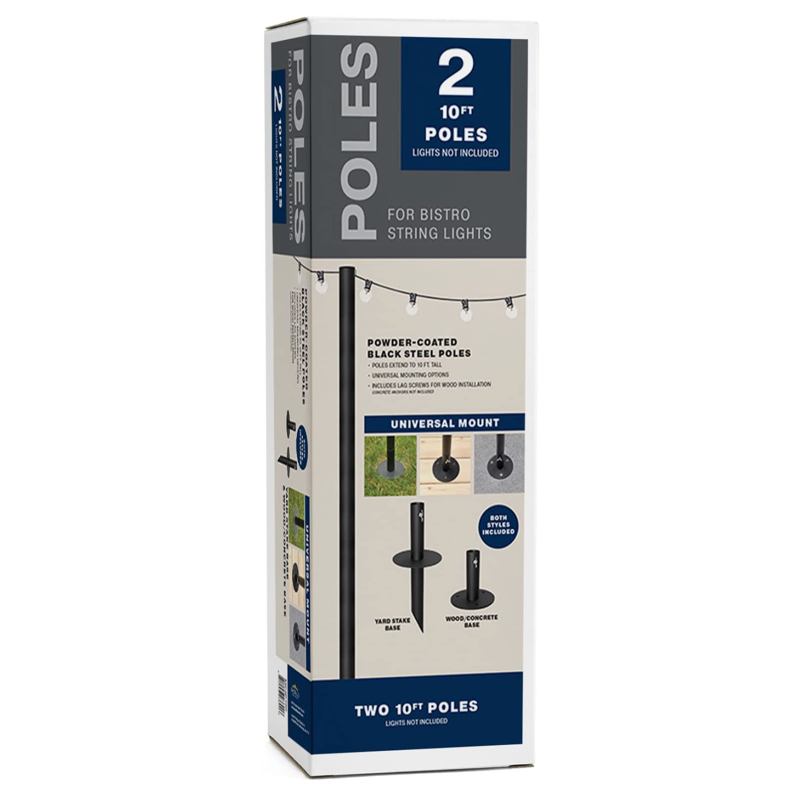 Excello Bistro Poles come as a convenient two-pack for complete setup.