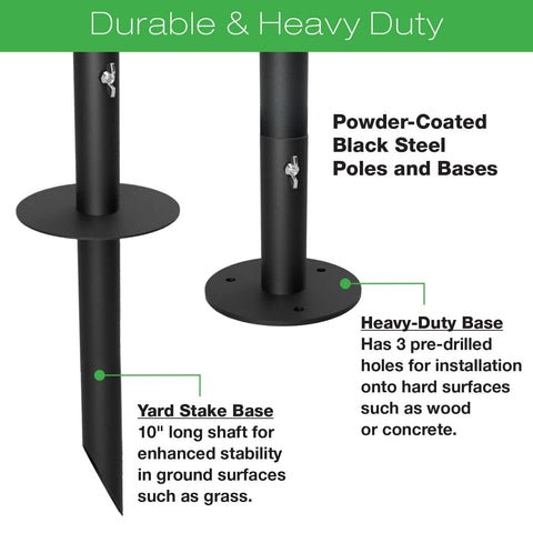 EXCELLO Bistro Poles yard stake base for grass or dirt installation.