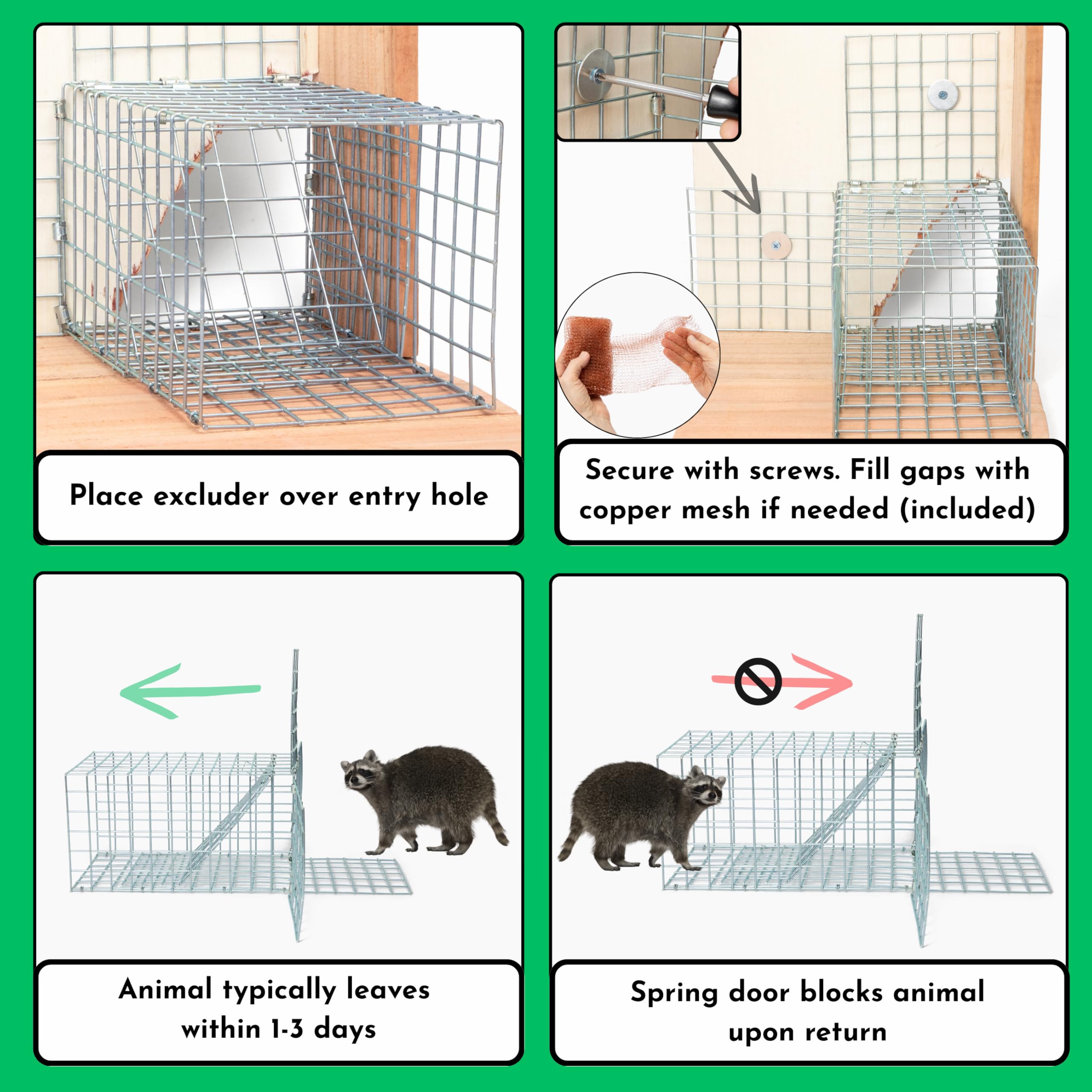 Excluder Pro instructions guide fast, humane wildlife removal from attic spaces.