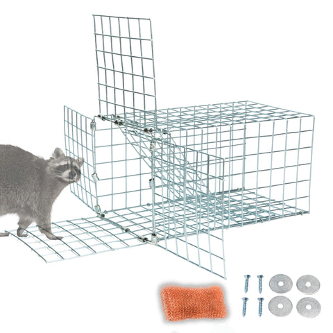Excluder Pro raccoon exclusion door in use, humane eviction for attic wildlife.