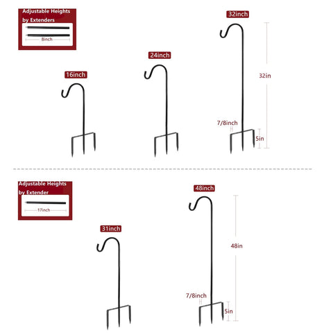 EXCMARK Shepherd Hook at 24-inch height ideal for bird feeders and planters