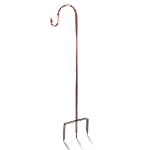 EXCMARK Shepherd Hook 32-inch bronze displays lights and lanterns with stable outdoor appeal.