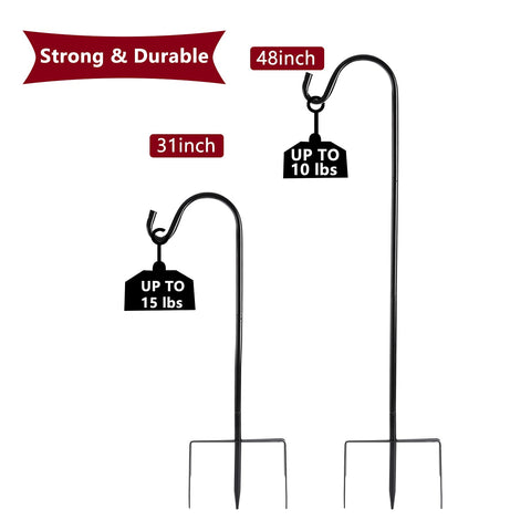 EXCMARK shepherd hook hanging lantern creates ambient garden lighting.