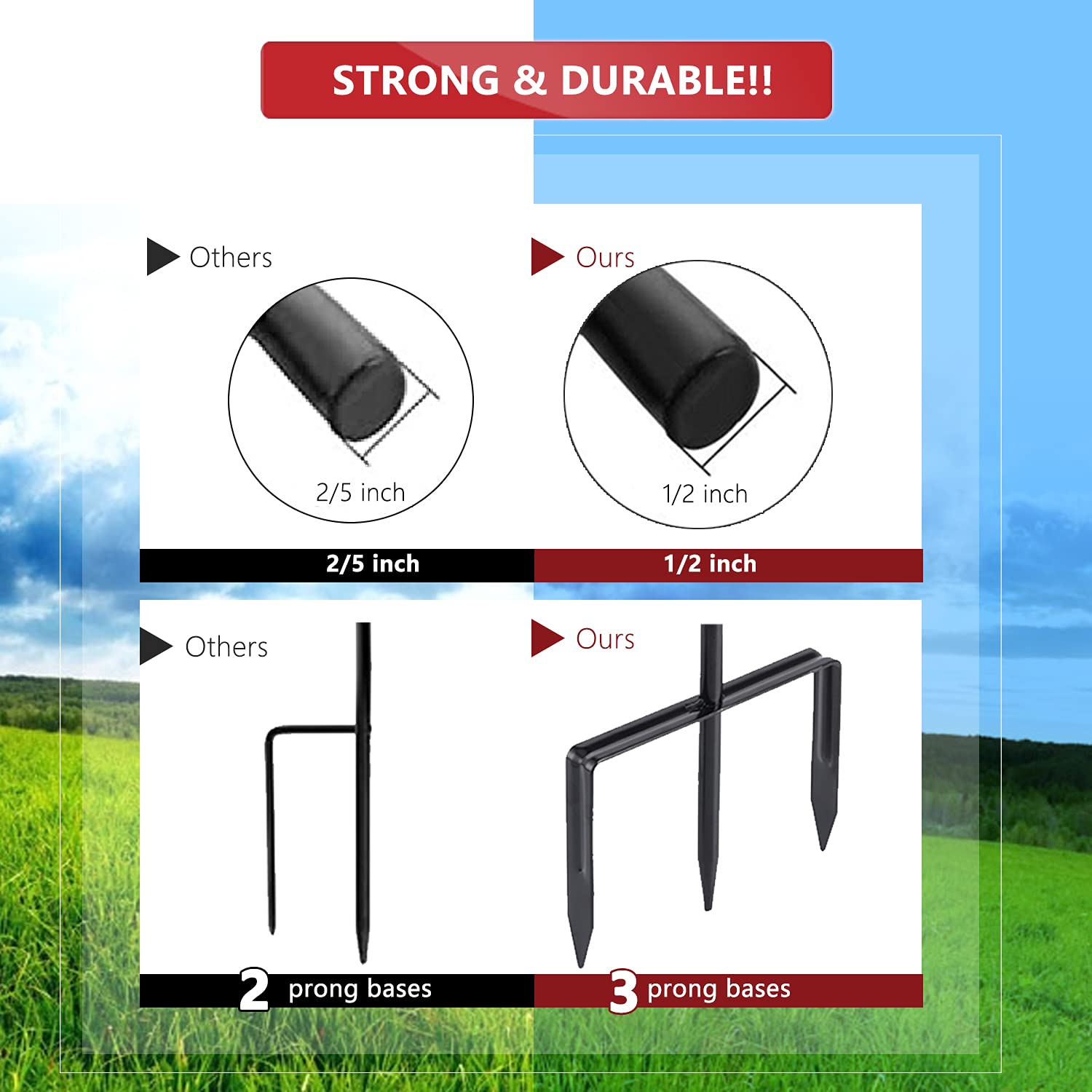 EXCMARK rust-resistant steel hook provides durable support in windy outdoor spaces.
