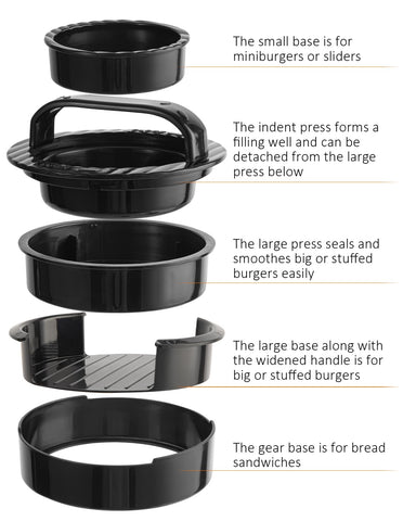 Execent 3-in-1 press large base for bigger burger patties