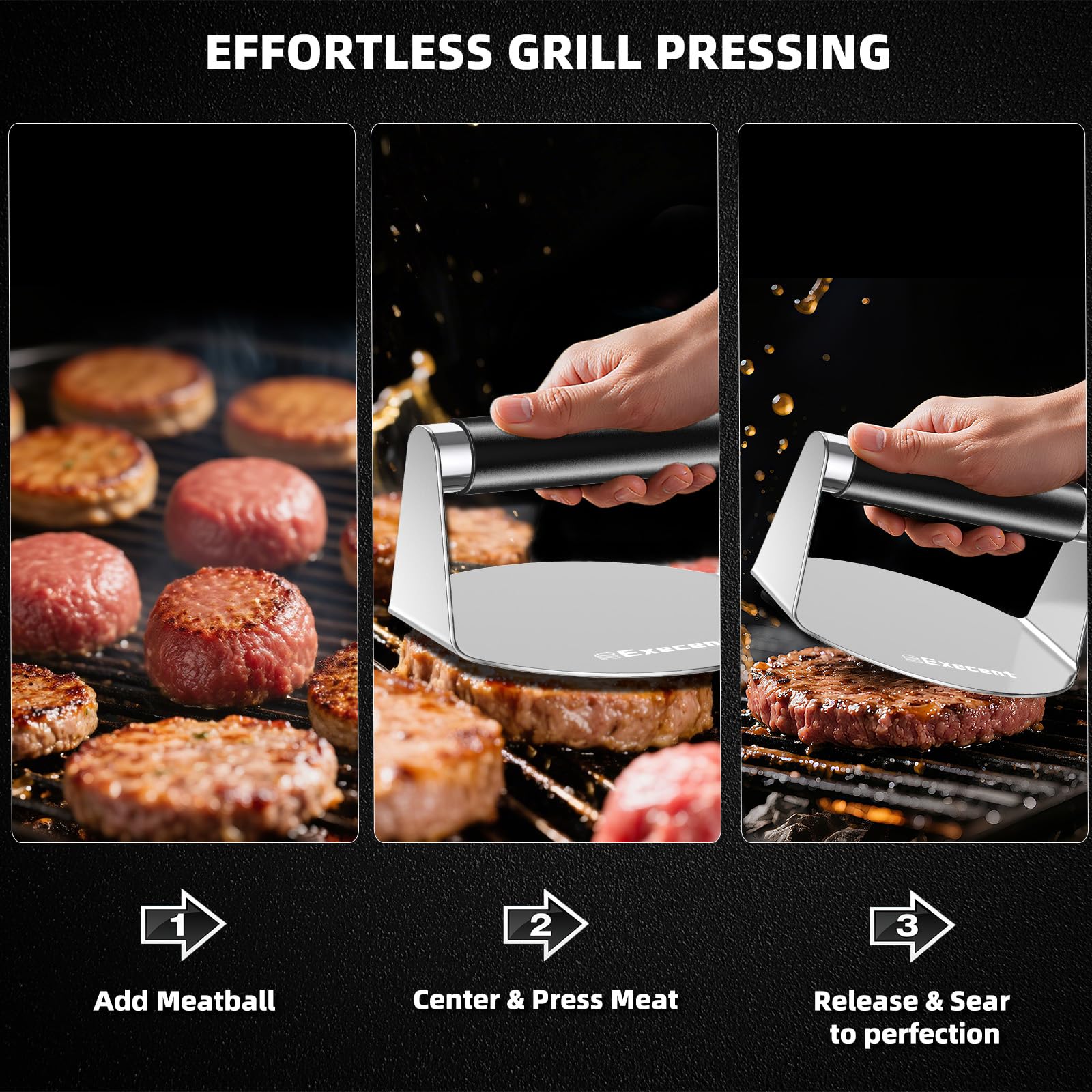 Execent Smash Burger Press is dishwasher-safe for quick cleanup after grilling