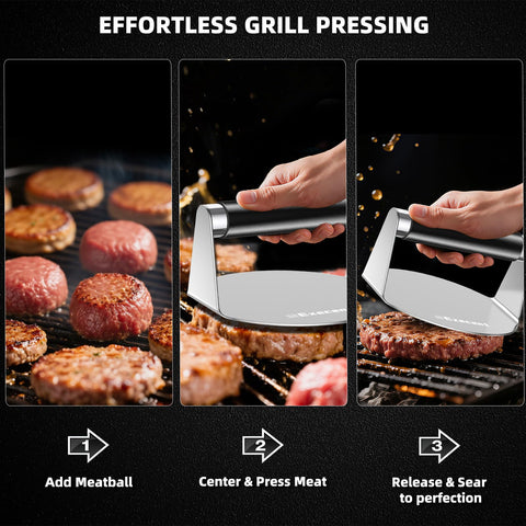 Execent Smash Burger Press is dishwasher-safe for quick cleanup after grilling
